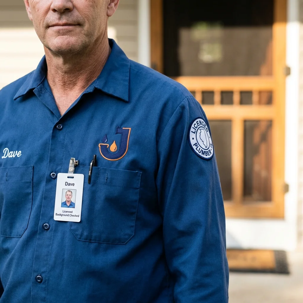 Licensed plumber showing ID badge in Galesville, WI