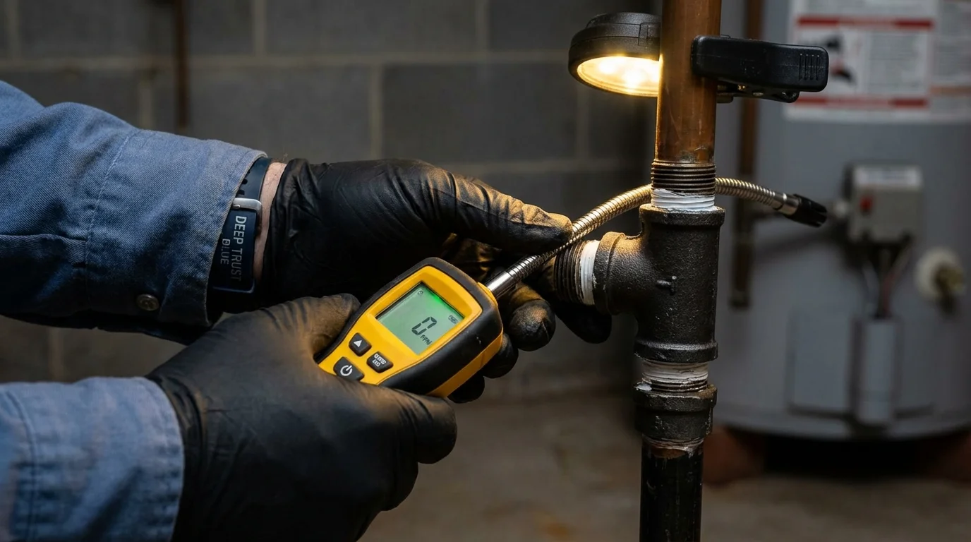 Gas leak detection with electronic sniffer by Johns Plumbing LLC in Galesville