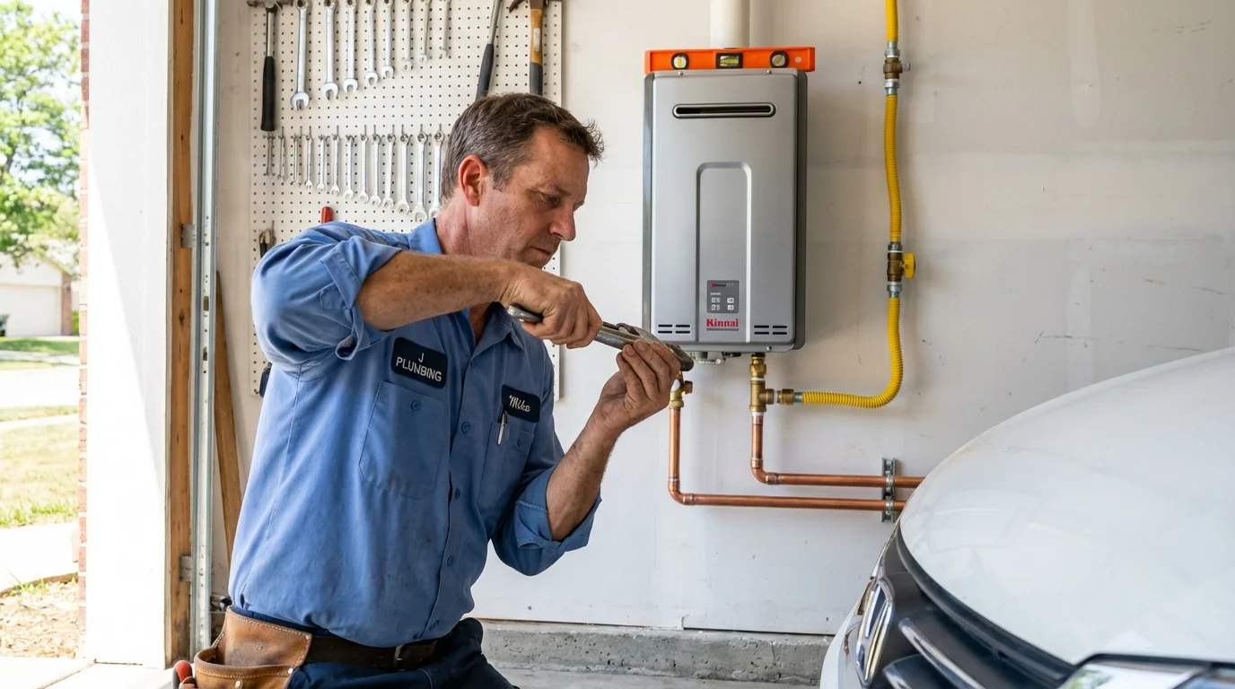 Tankless water heater installation by a Johns Plumbing LLC plumber in Galesville